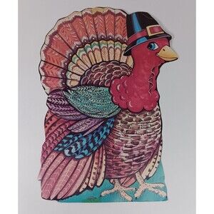 Party Time 1985 Turkey Diecut Thanksgiving Decoration Decor Vtg 8616 Wall Window